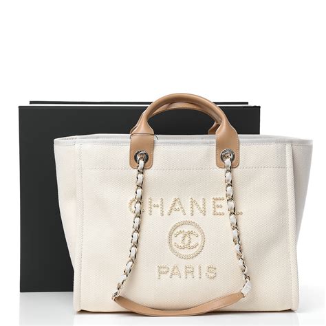 chanel canvas pearl tote|chanel canvas tote price.